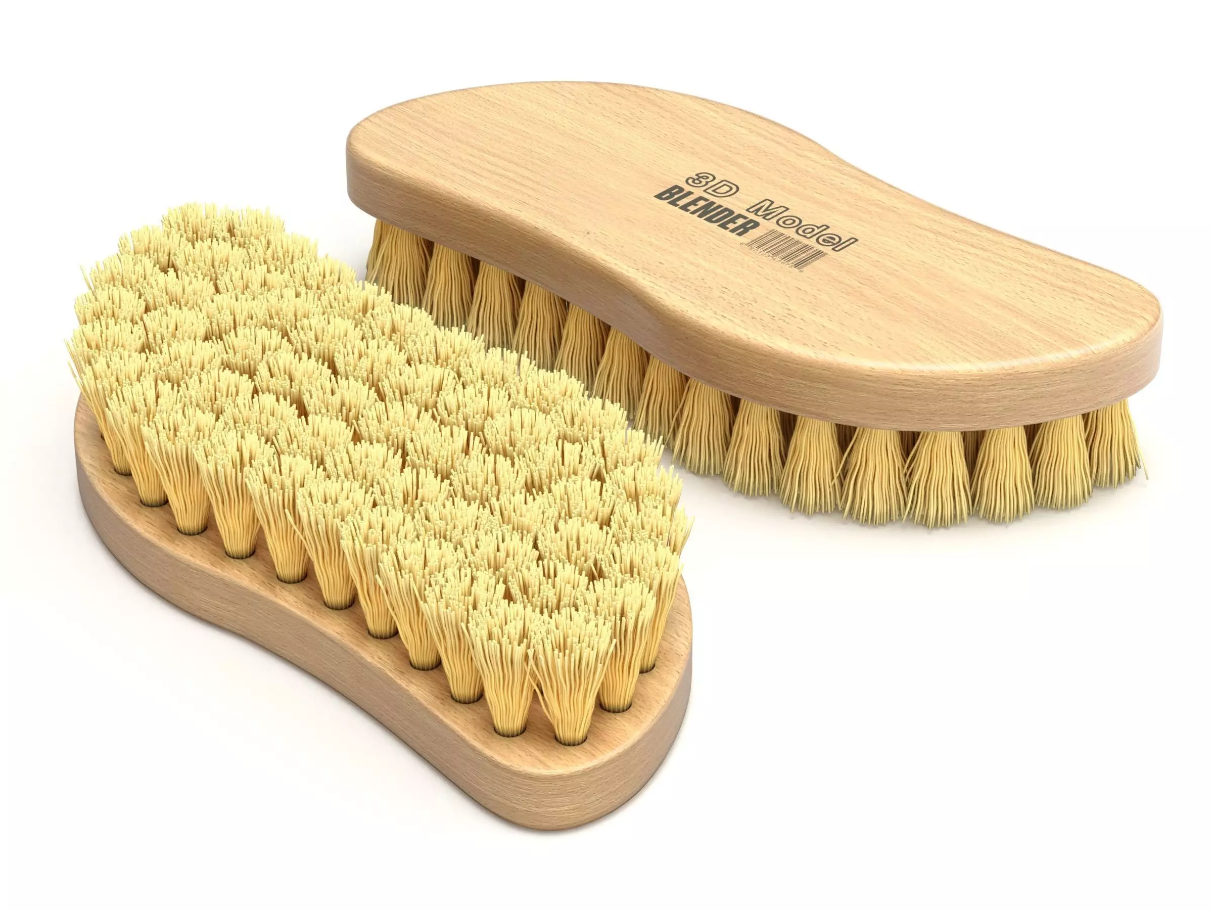Wooden Scrub Brush 3D model_0