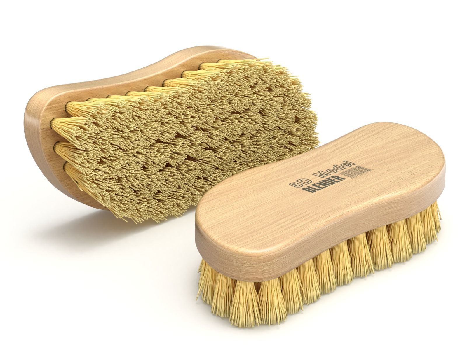 Wooden Scrub Brush 3D model_1