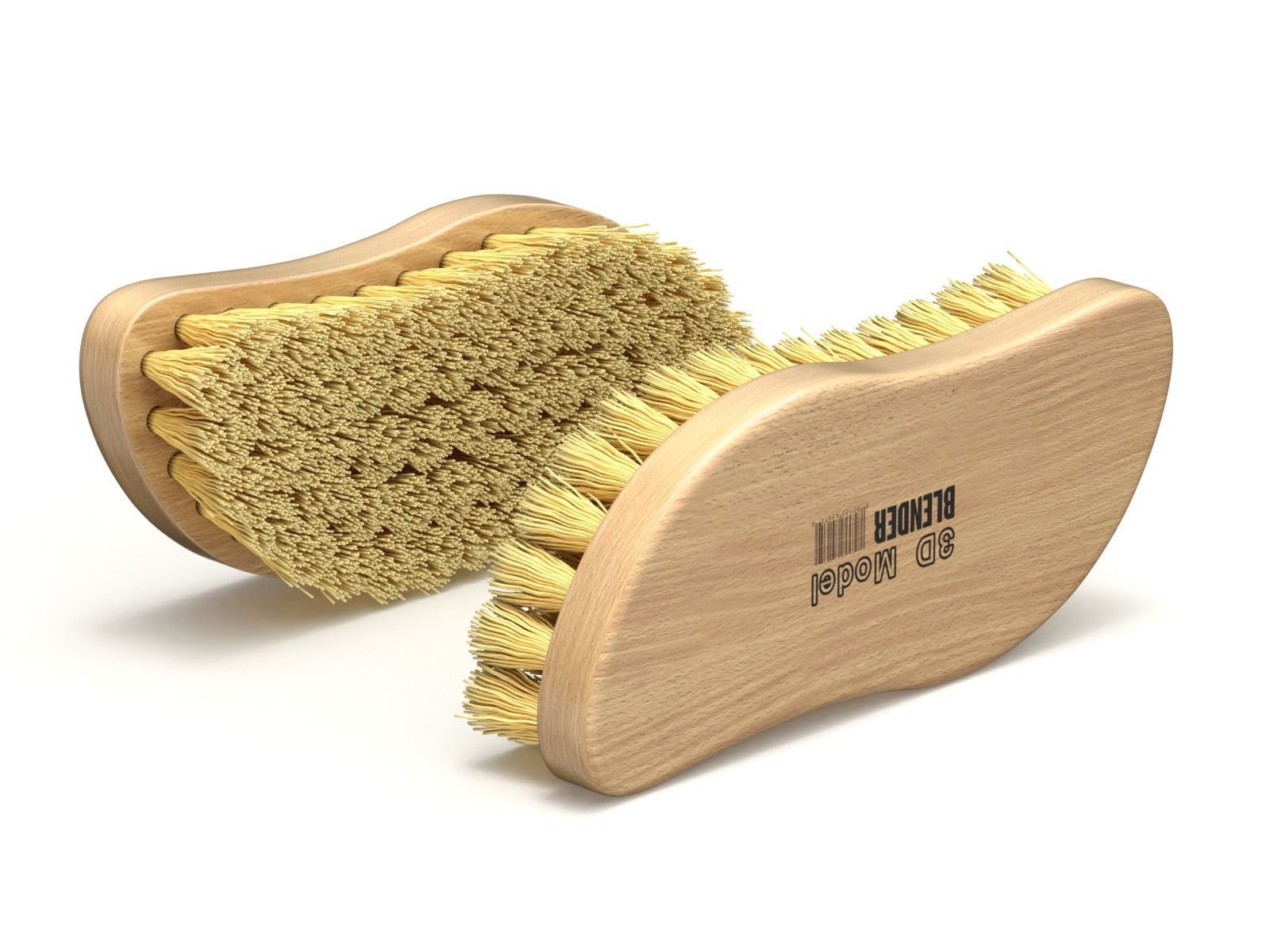Wooden Scrub Brush 3D model_2