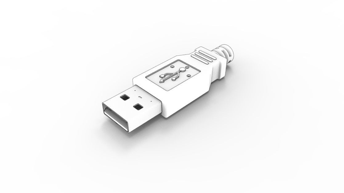 USB Type A Male Plug 3D model_4