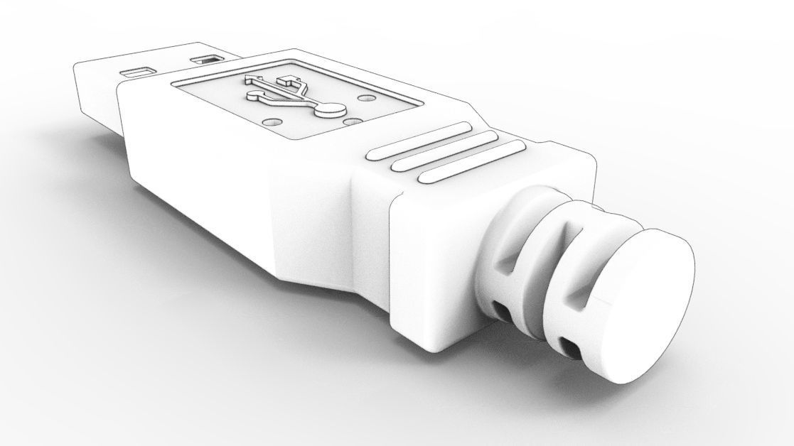 USB Type A Male Plug 3D model_6