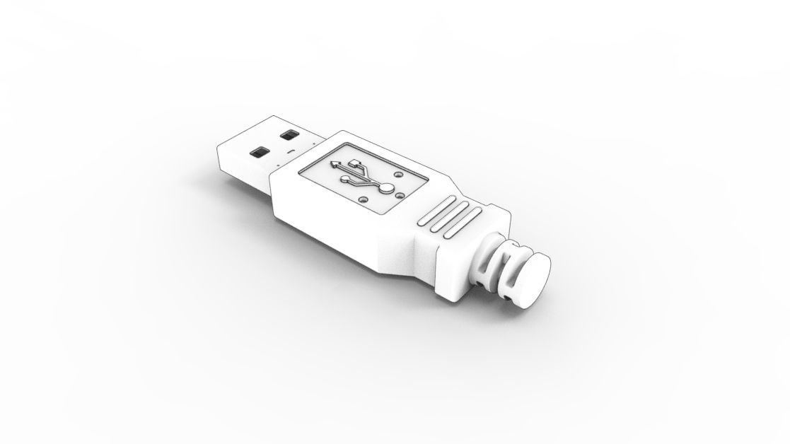 USB Type A Male Plug 3D model_3