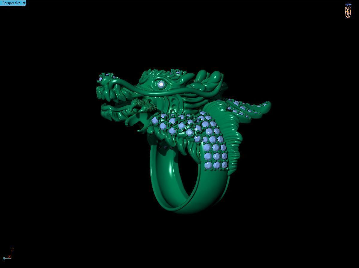 Dragon male ring 3D print model 3D print model_3
