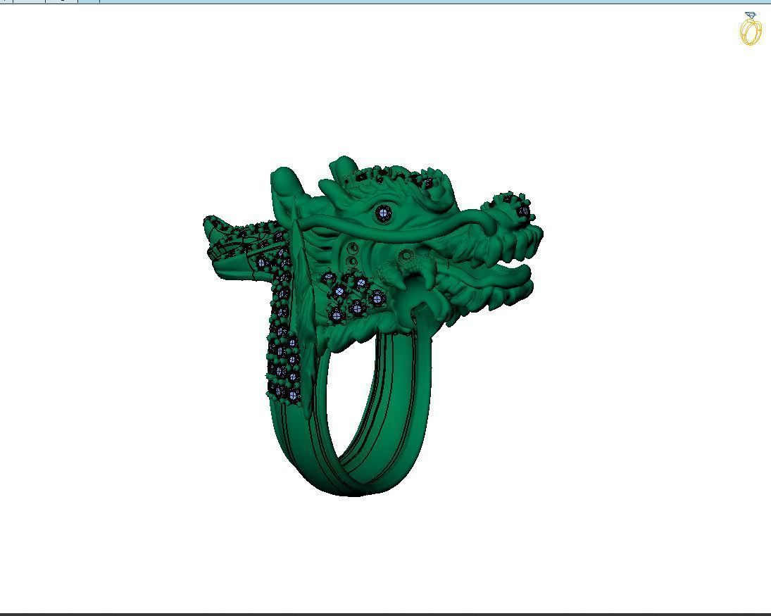 Dragon male ring 3D print model 3D print model_12