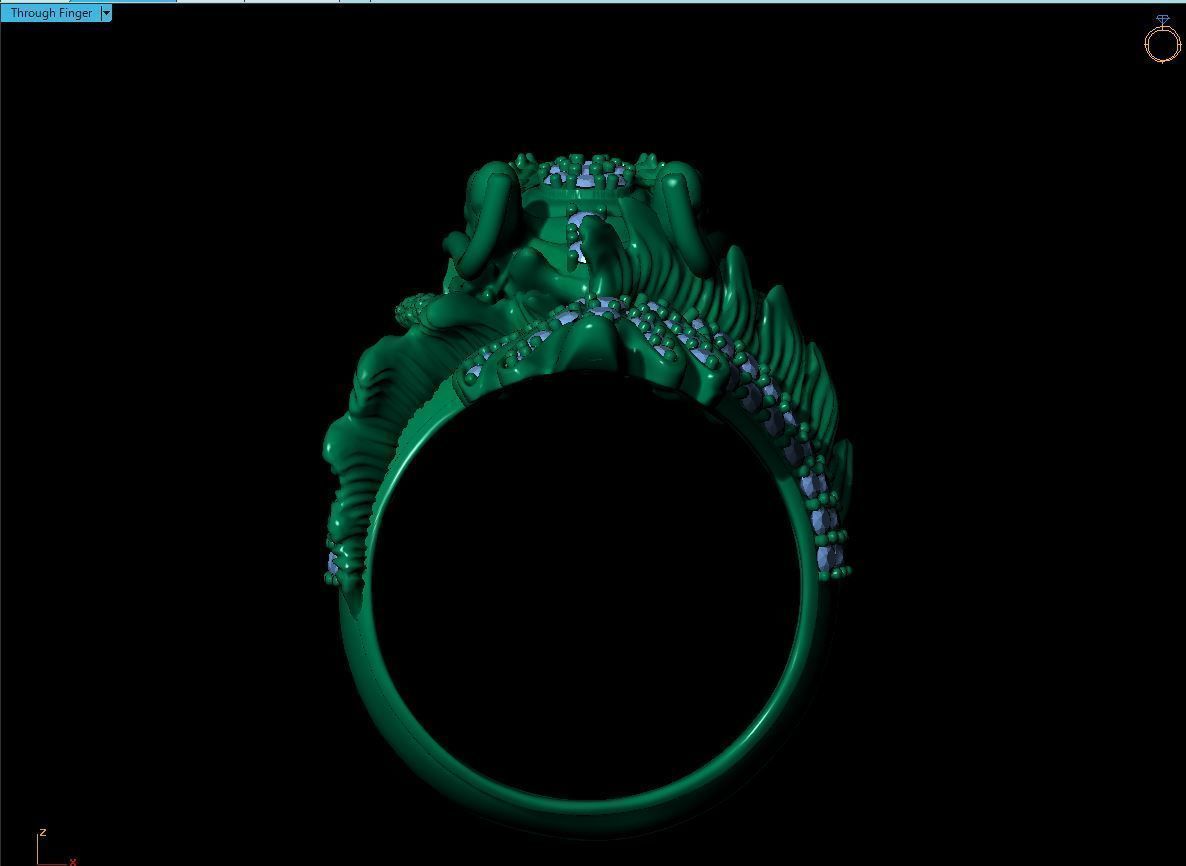 Dragon male ring 3D print model 3D print model_6