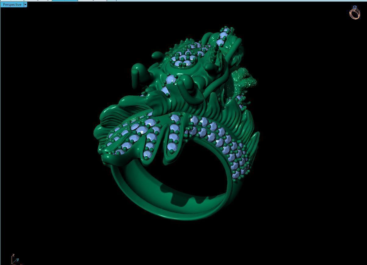 Dragon male ring 3D print model 3D print model_5