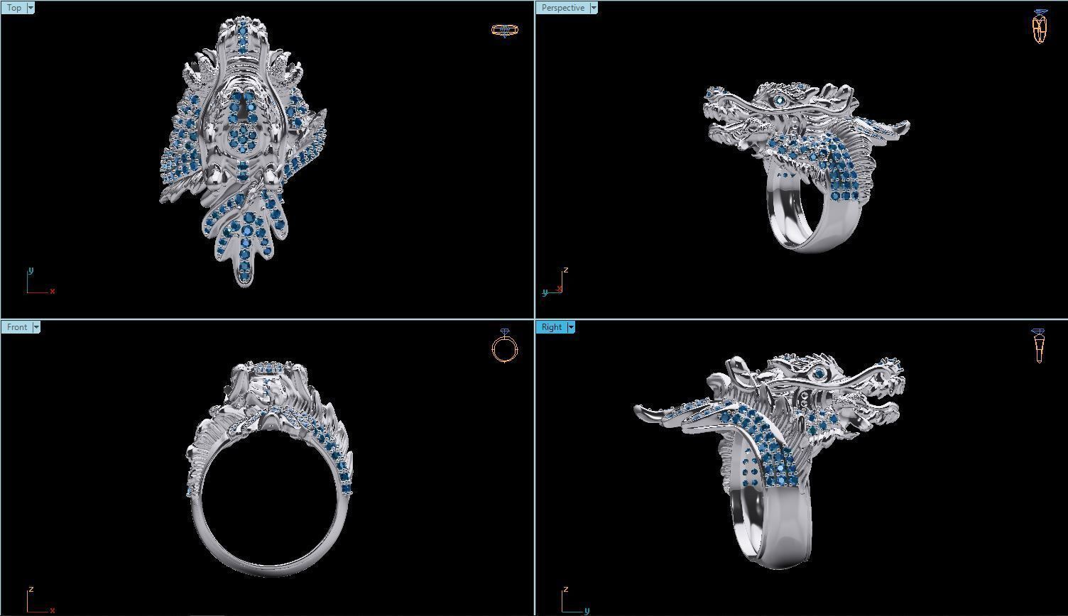 Dragon male ring 3D print model 3D print model_9