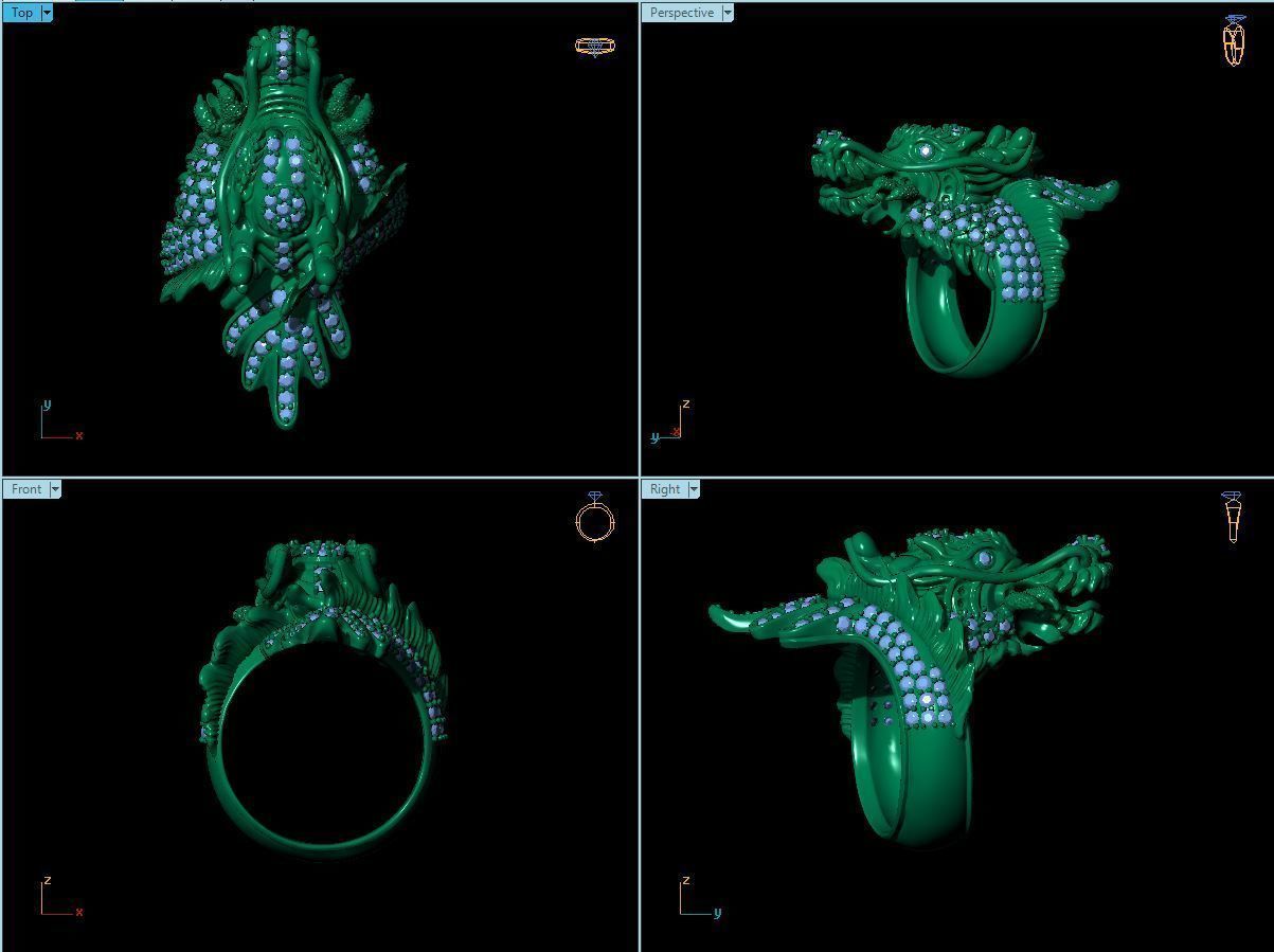 Dragon male ring 3D print model 3D print model_8