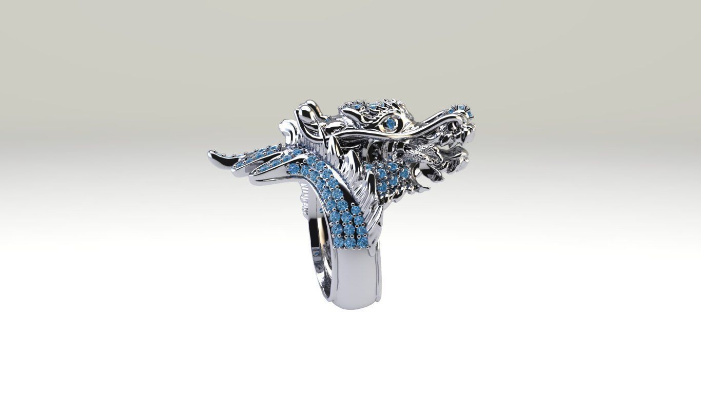 Dragon male ring 3D print model 3D print model_11