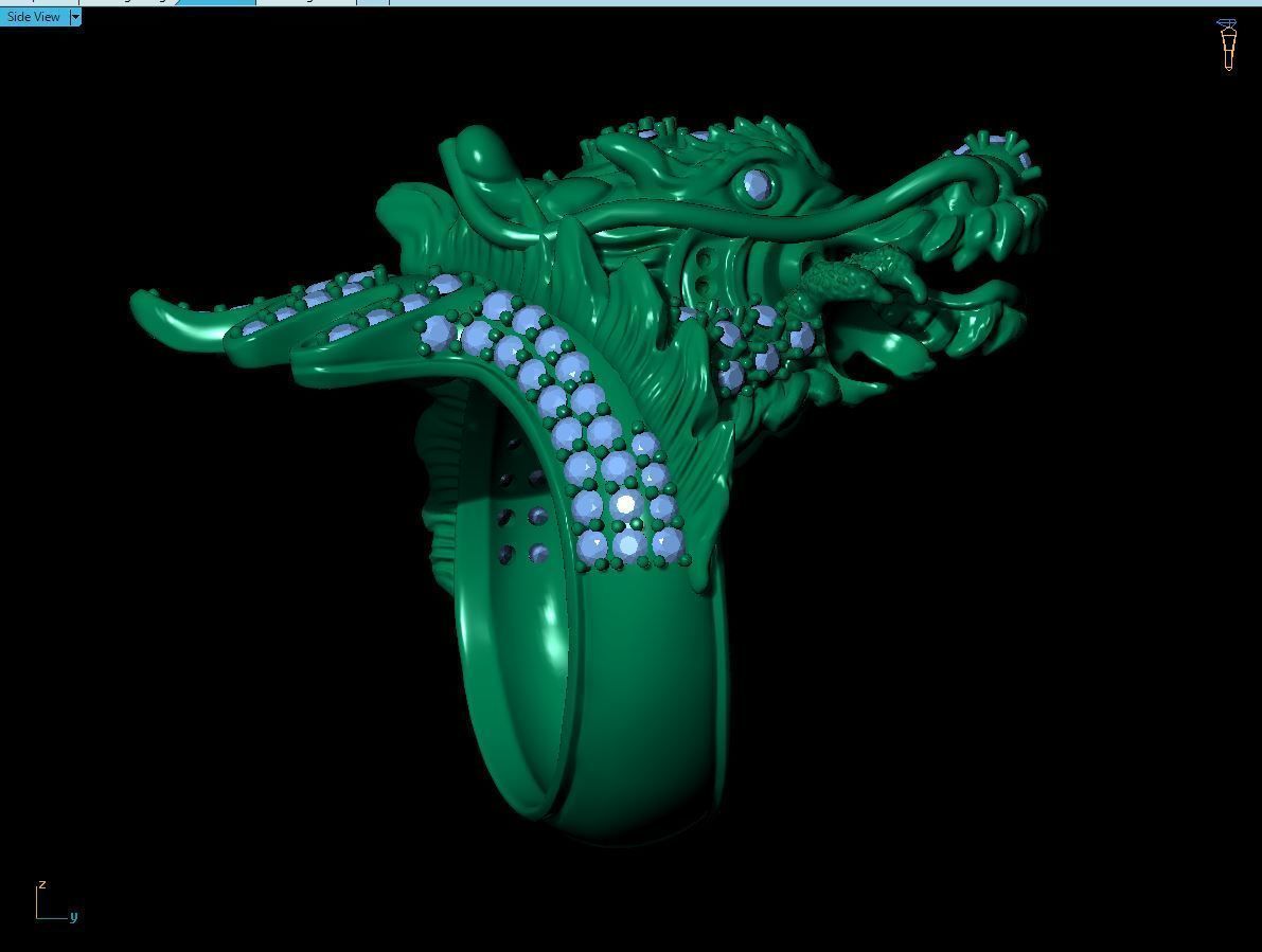 Dragon male ring 3D print model 3D print model_4