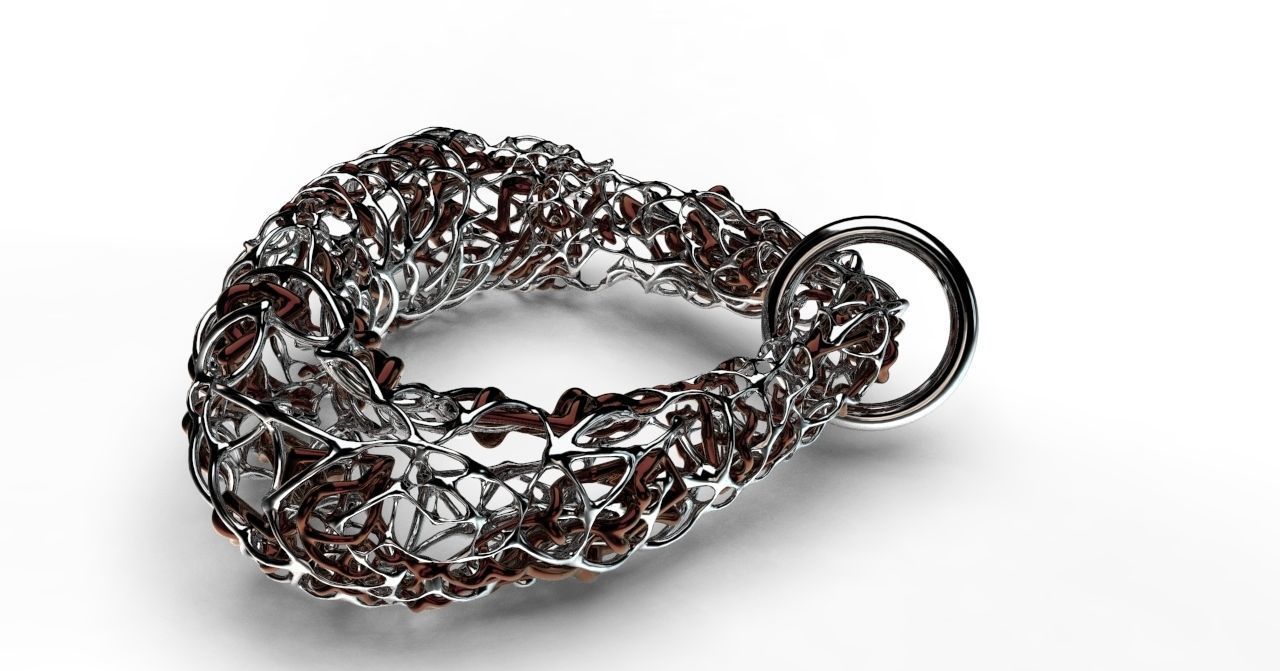 Pendant silver ring with circle in middle 3D model_4