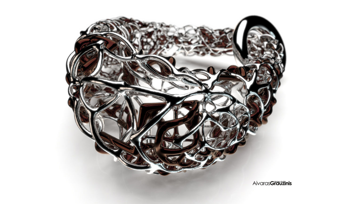 Pendant silver ring with circle in middle 3D model_2