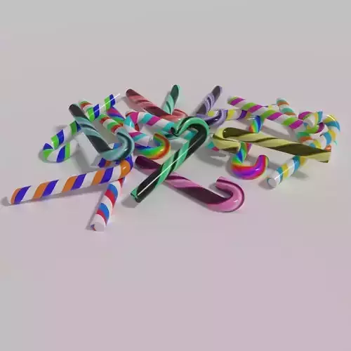 Candy Cane Low-poly 3D model