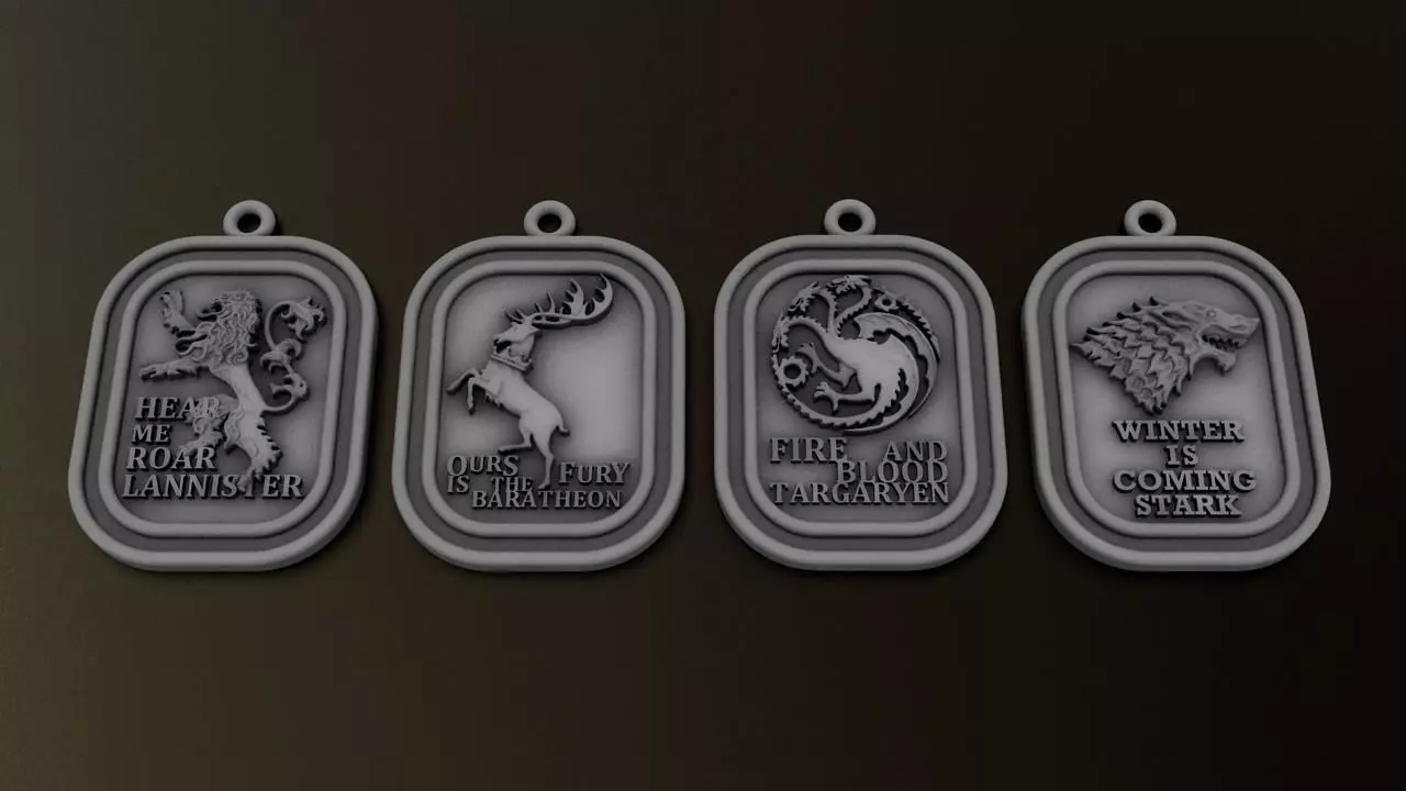 Game of Throne Pendants set 3D print model