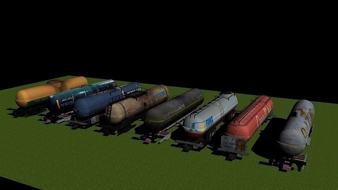 Oil Trains Low-poly 3D model