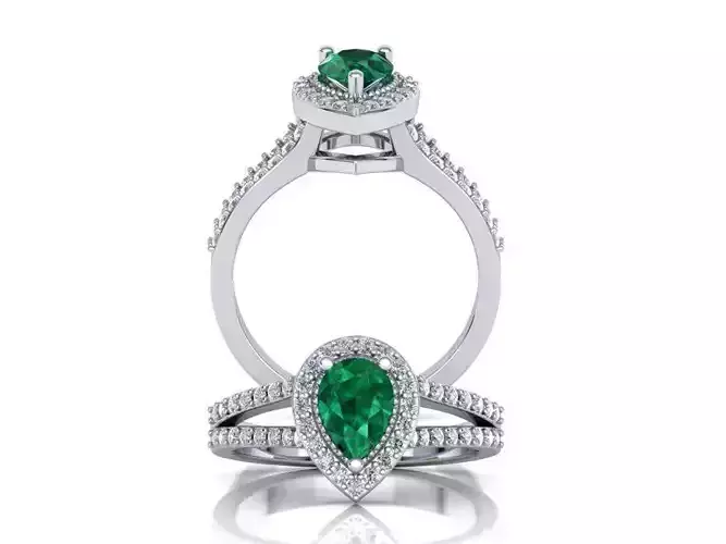 Pear  7x5 Engagement ring Halo design Printable 3d model  N10315