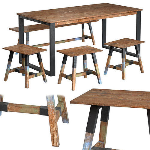 Dining Table with Chairs Look 180 3D model