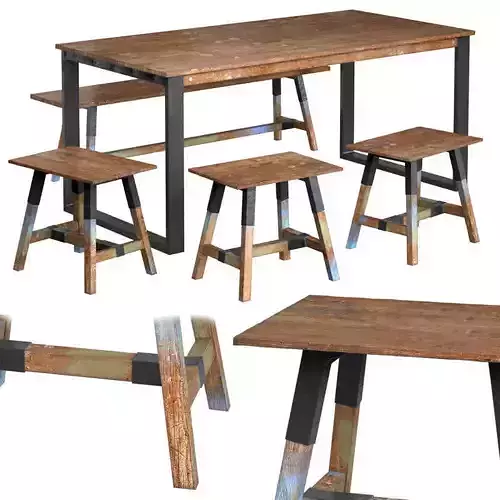 Dining Table with Chairs Look 180 3D model