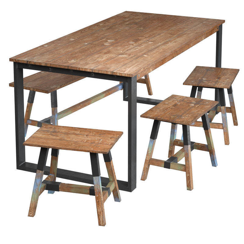 Dining Table with Chairs Look 180 3D model_2