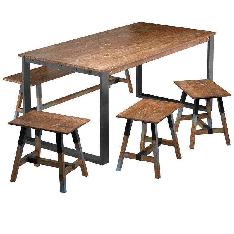 Dining Table with Chairs Look 180 3D model_3