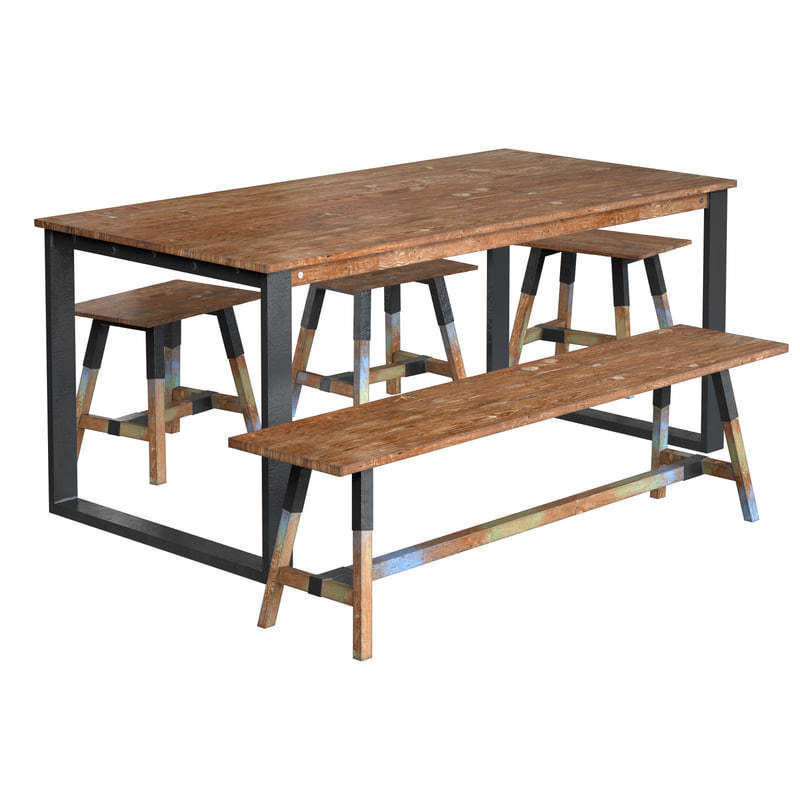 Dining Table with Chairs Look 180 3D model_5