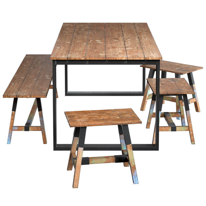 Dining Table with Chairs Look 180 3D model_4