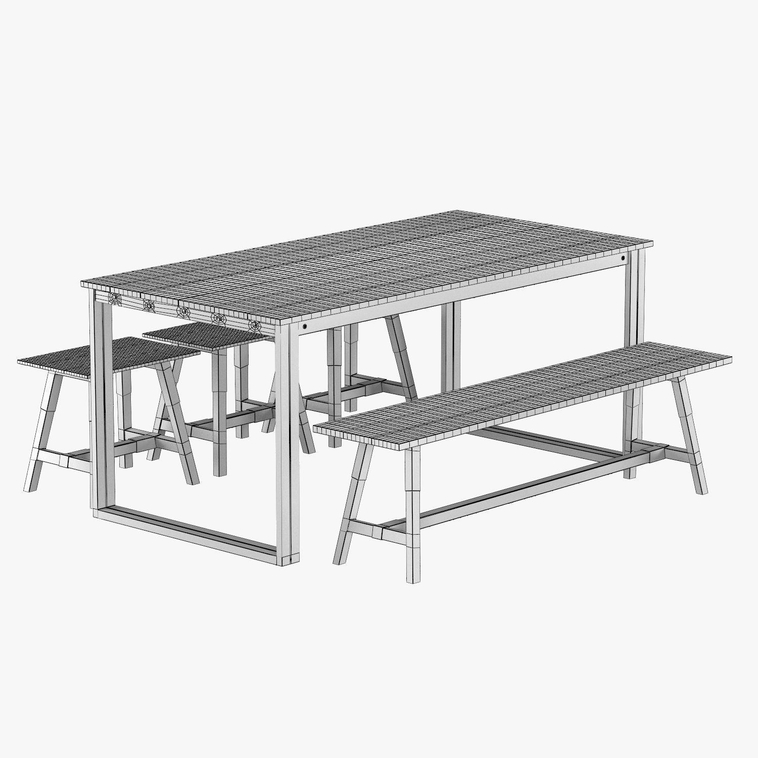 Dining Table with Chairs Look 180 3D model_6