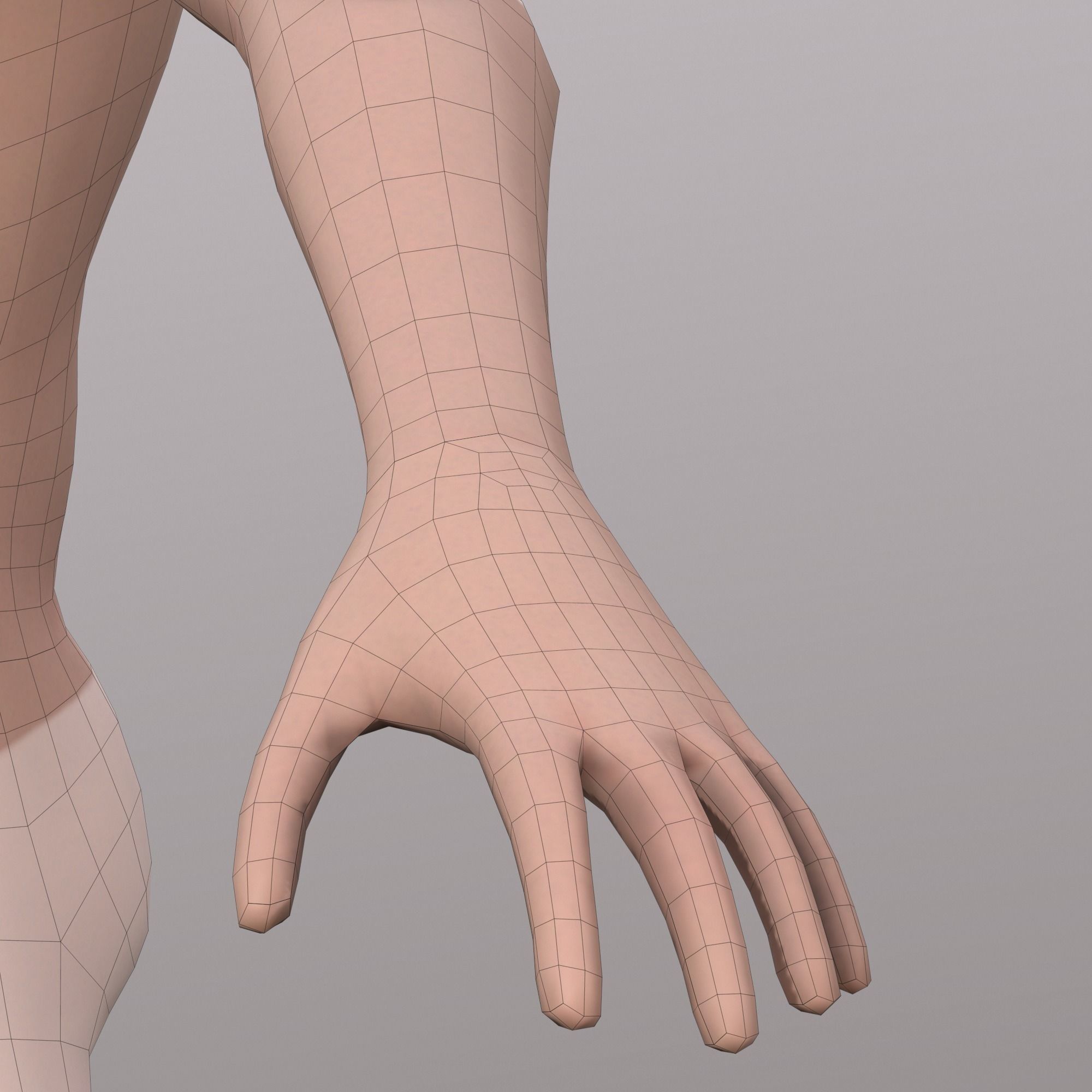 Base Character Mesh - Male Low-poly 3D model_5