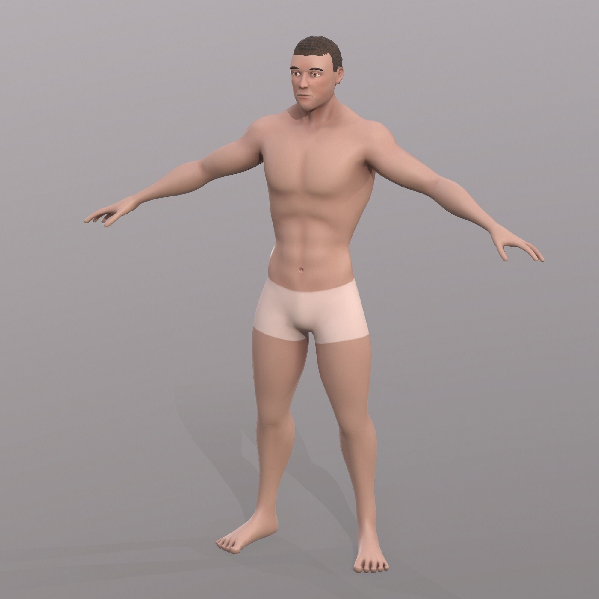 Base Character Mesh - Male Low-poly 3D model_2