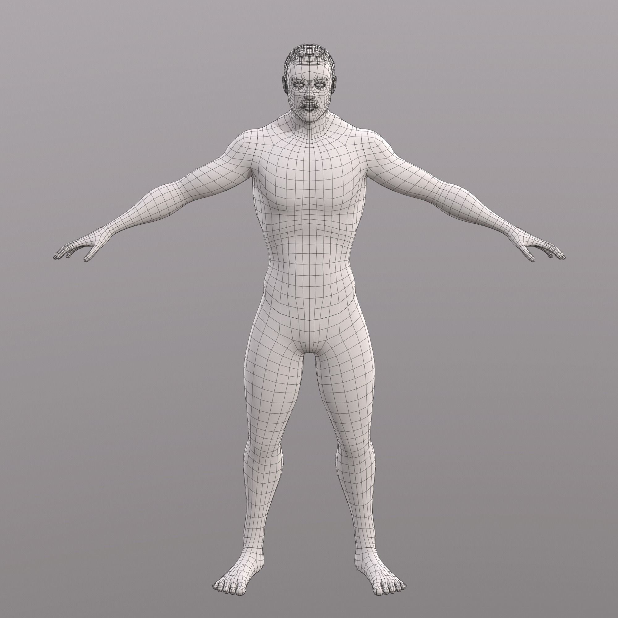 Base Character Mesh - Male Low-poly 3D model_22