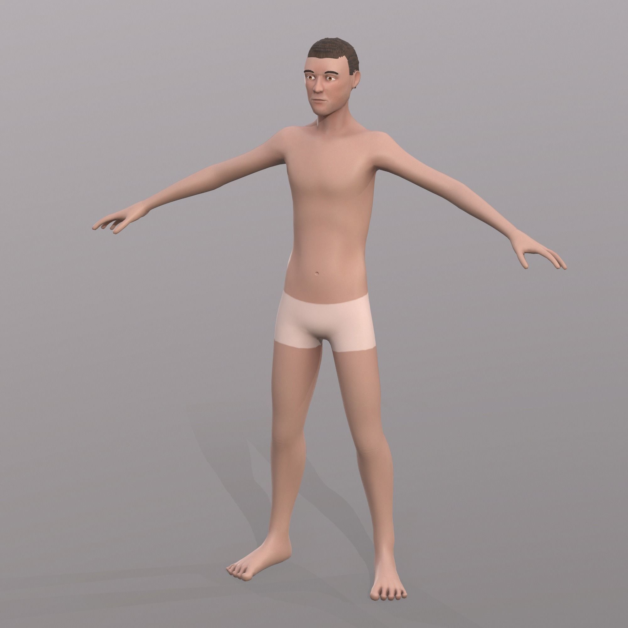 Base Character Mesh - Male Low-poly 3D model_3