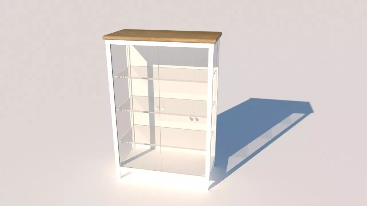 glass display case Low-poly 3D model_0
