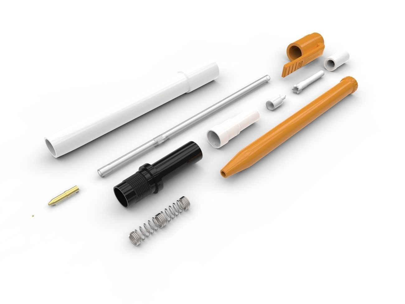 Retractable Ballpoint Pen 3D model_3