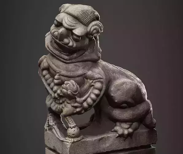 Chinese ancient Lion Sculpture  Low-poly 3D model