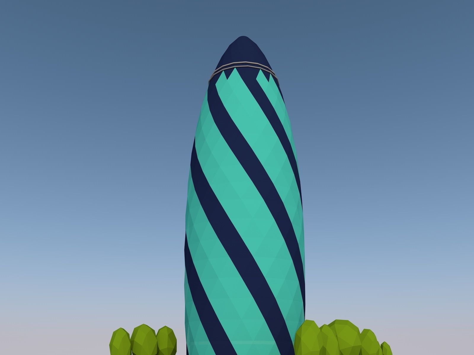 Low Poly St Marie Axe Gherkin Tower Landmark Low-poly 3D model_2