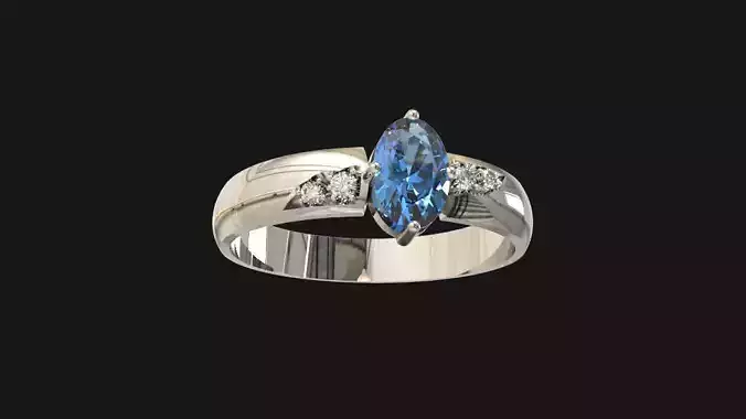 Ring with gemstone and diamonds