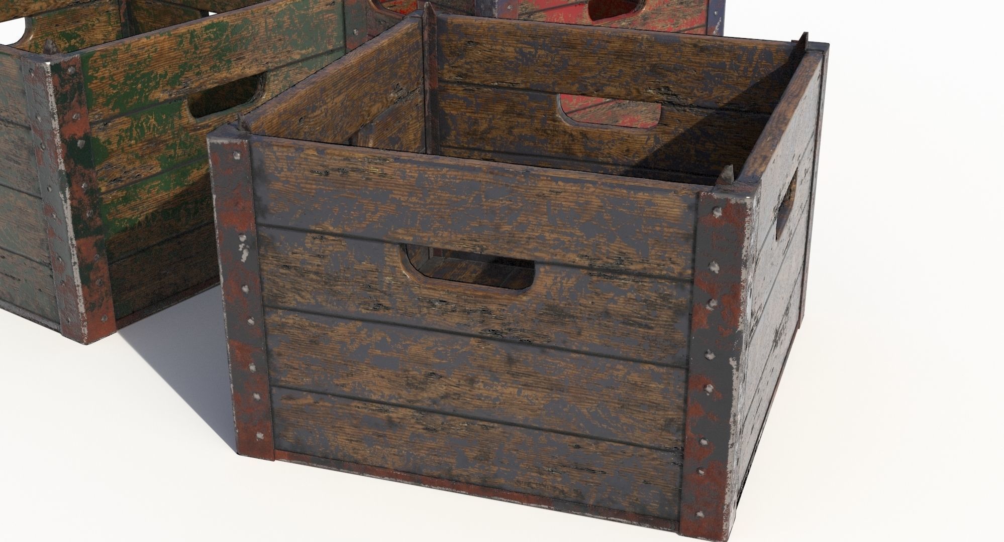 Wooden Crate Low-poly 3D model_8