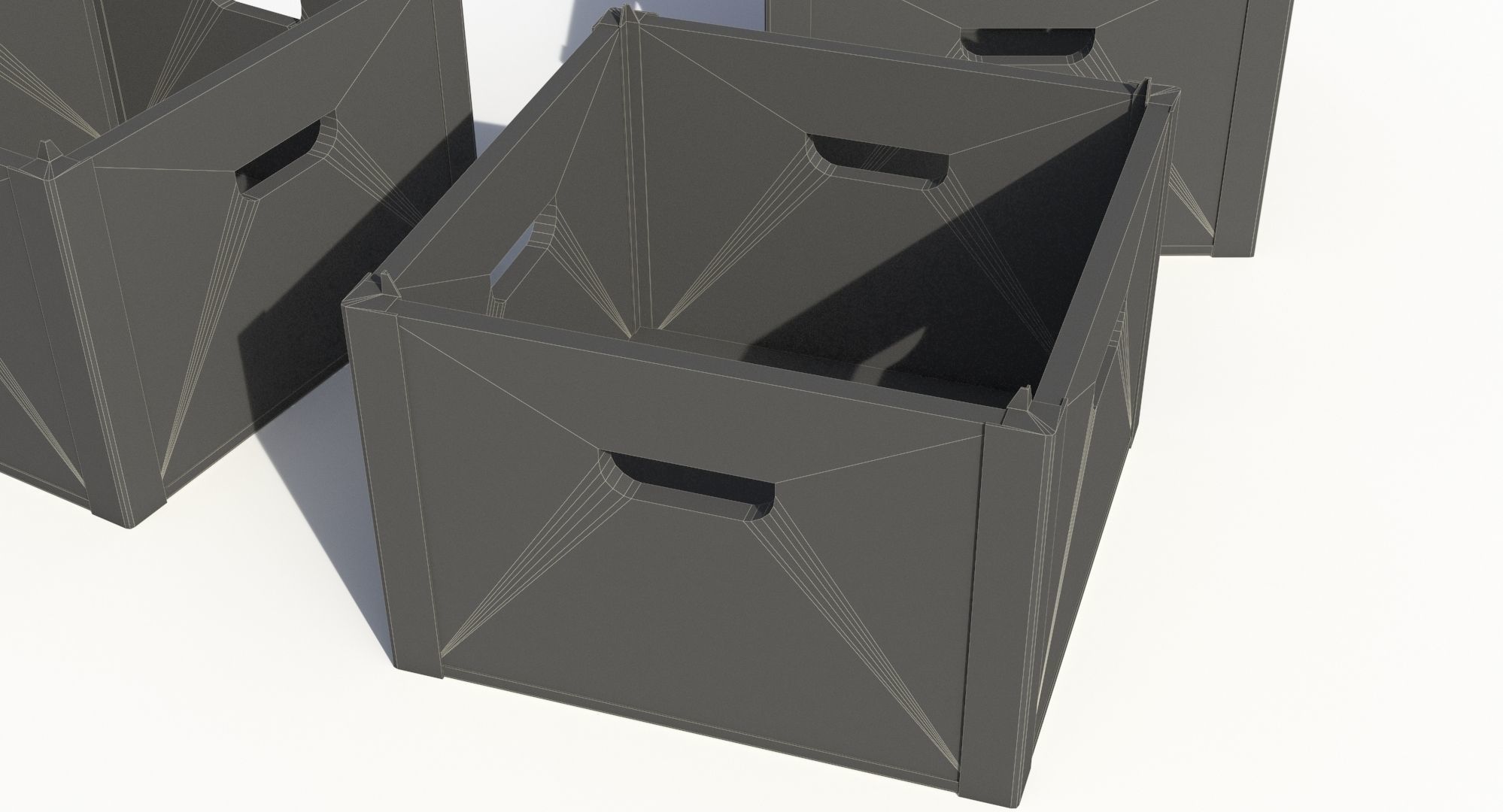 Wooden Crate Low-poly 3D model_7