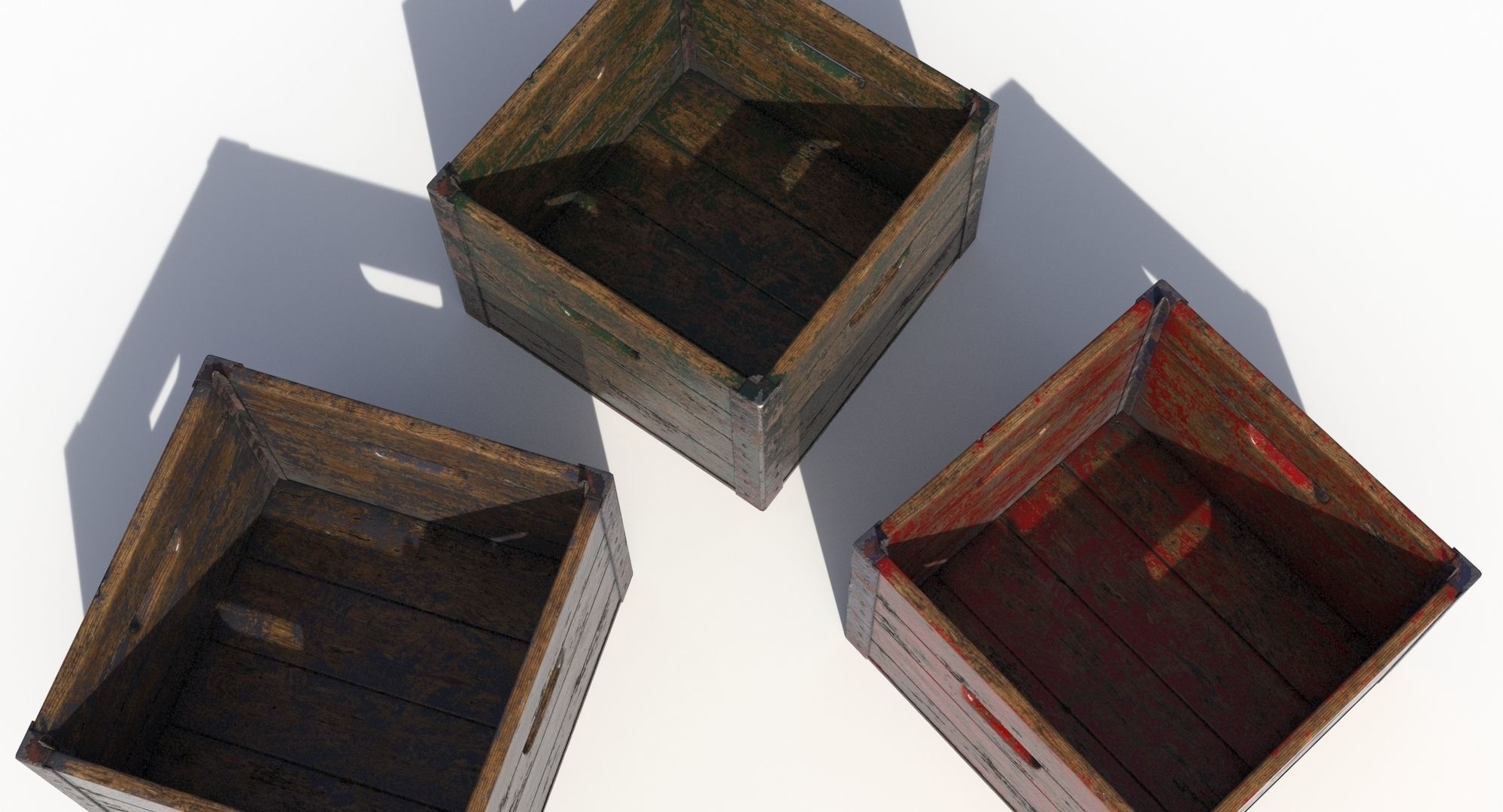 Wooden Crate Low-poly 3D model_2