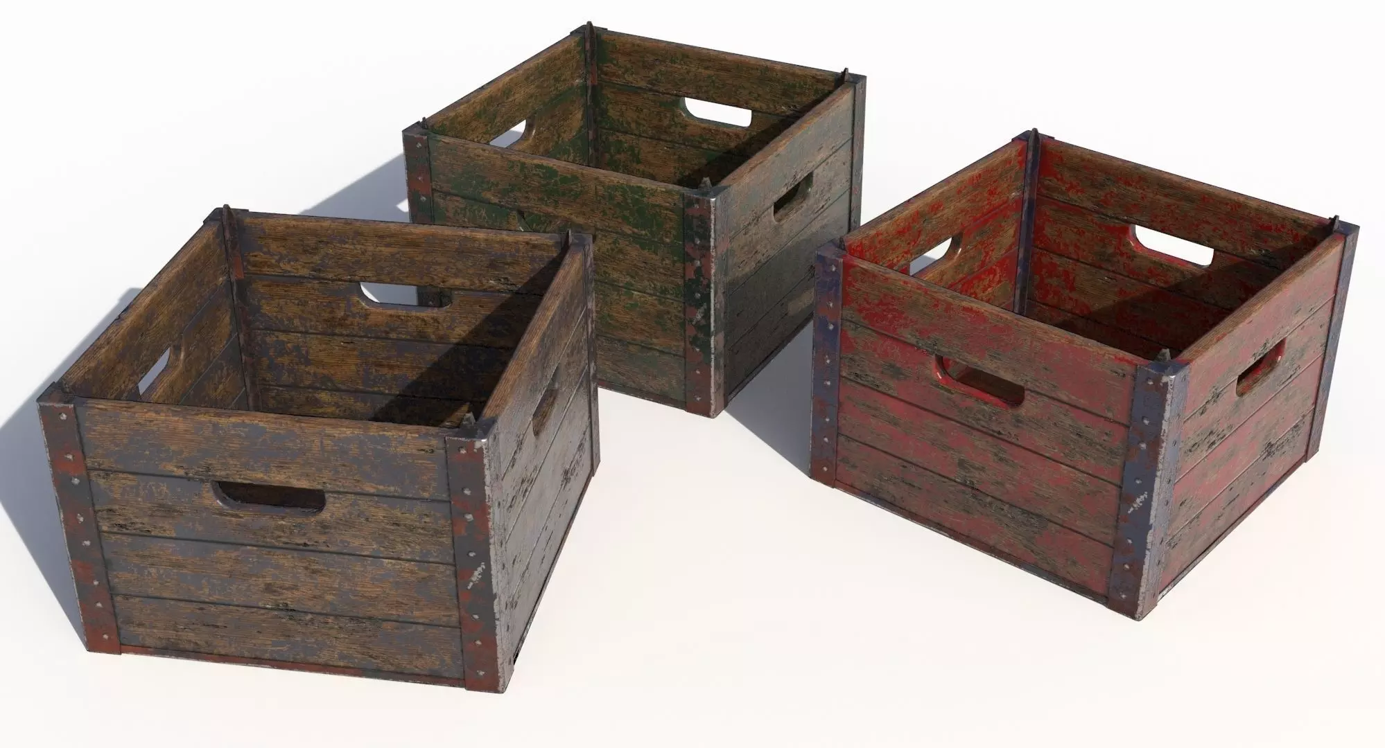 Wooden Crate Low-poly 3D model_0