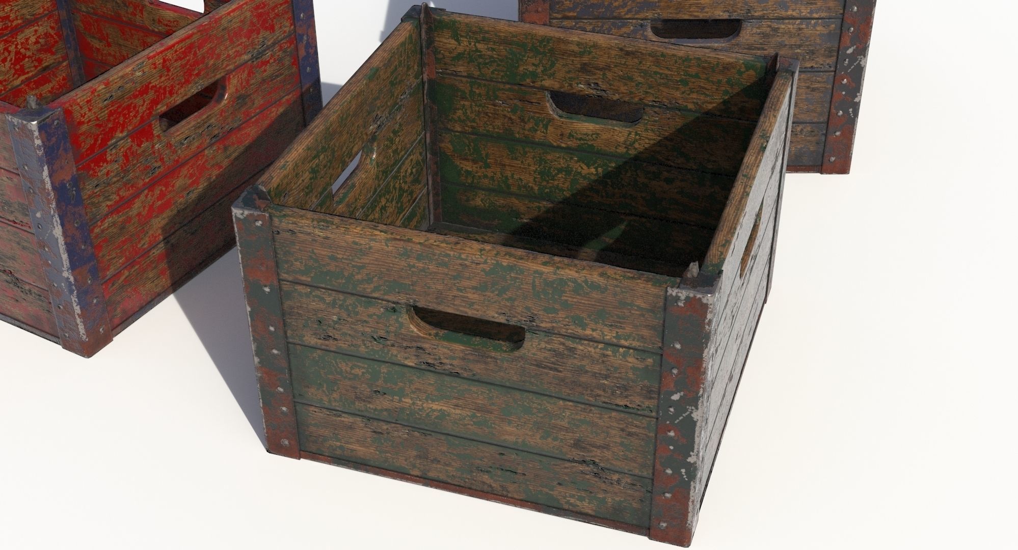 Wooden Crate Low-poly 3D model_6