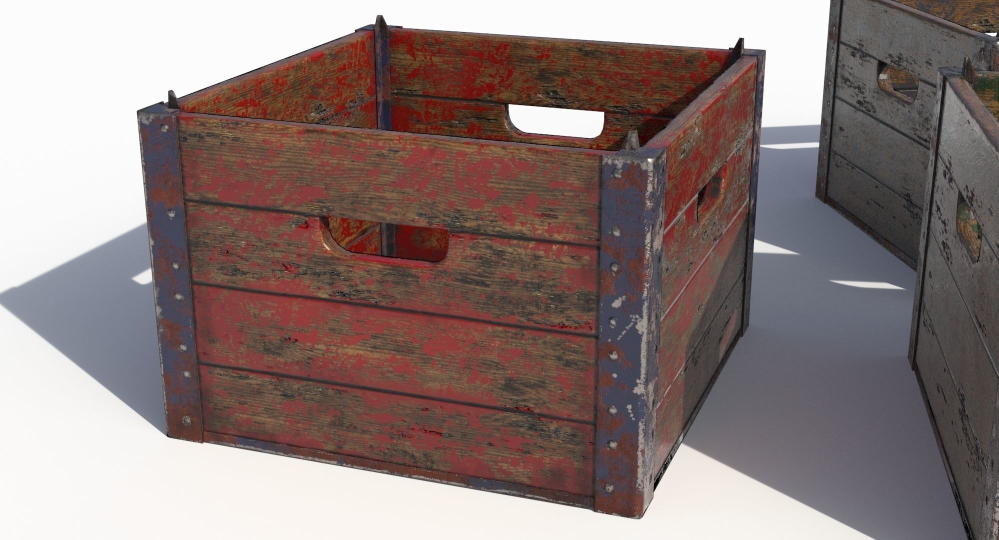 Wooden Crate Low-poly 3D model_4