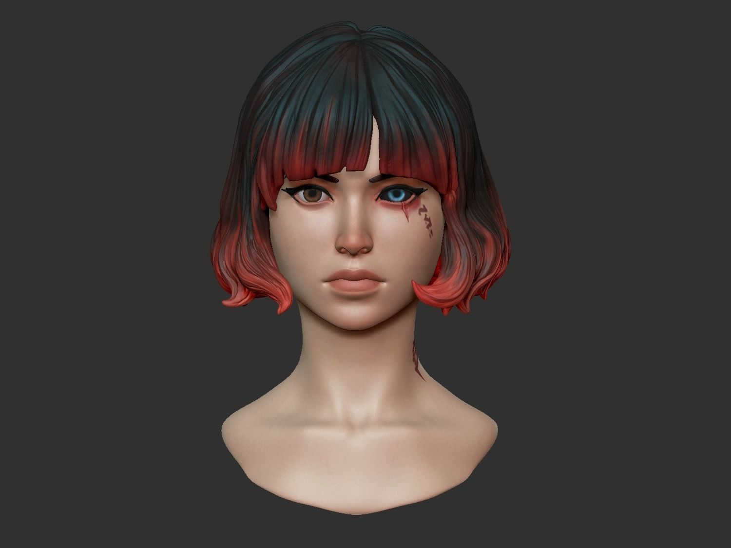 Female Anime Head-3-Akane 3D model_1