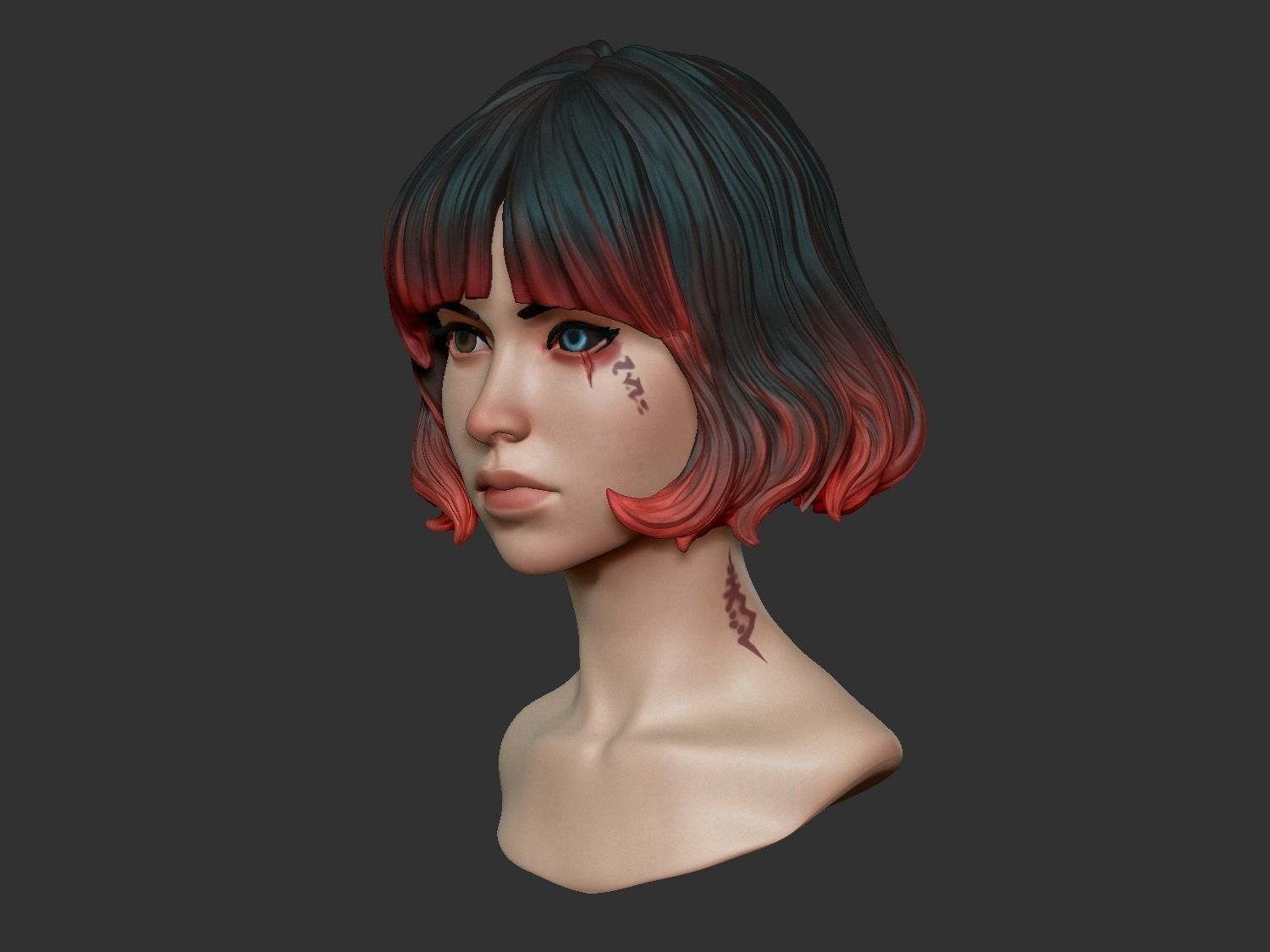 Female Anime Head-3-Akane 3D model_2