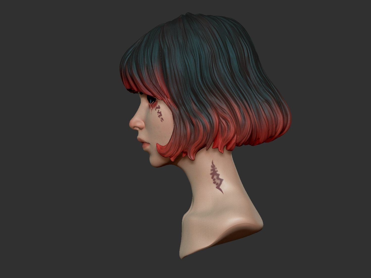 Female Anime Head-3-Akane 3D model_3