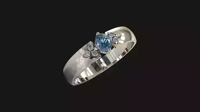 Ring with gemstone and diamonds