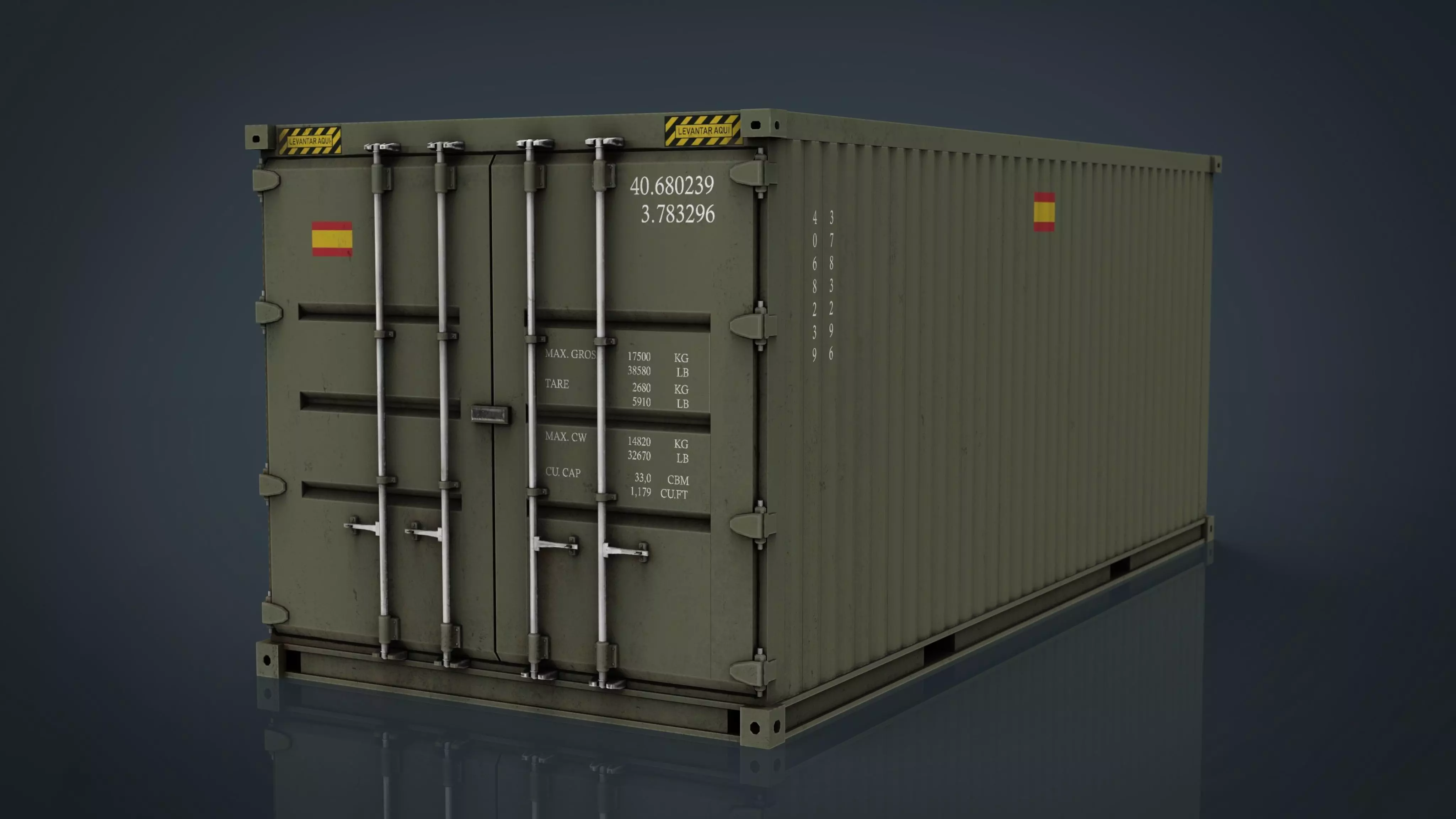 Spanish Military Container  Low-poly 3D model_0