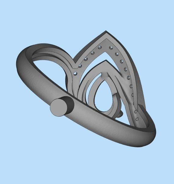 Women Ring thorn with ruby and diamonds 3dm stl vintage 3D print model_21