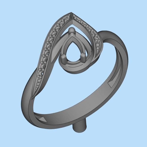 Women Ring thorn with ruby and diamonds 3dm stl vintage 3D print model_18