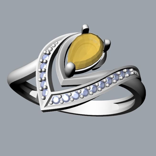 Women Ring thorn with ruby and diamonds 3dm stl vintage 3D print model_9